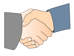 Handshake with Black Outline (white man hands)